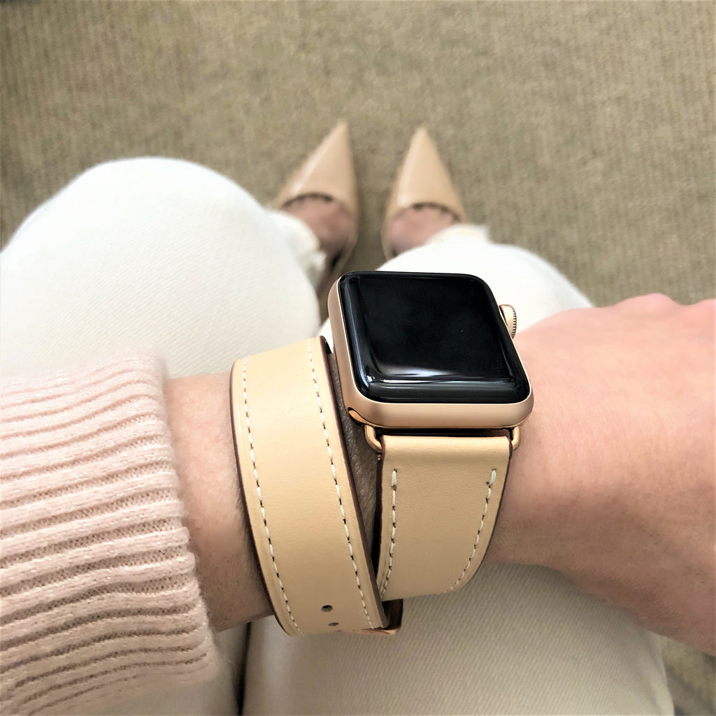 Blush Rose Double Wrap Apple Watch Leather Band for Women